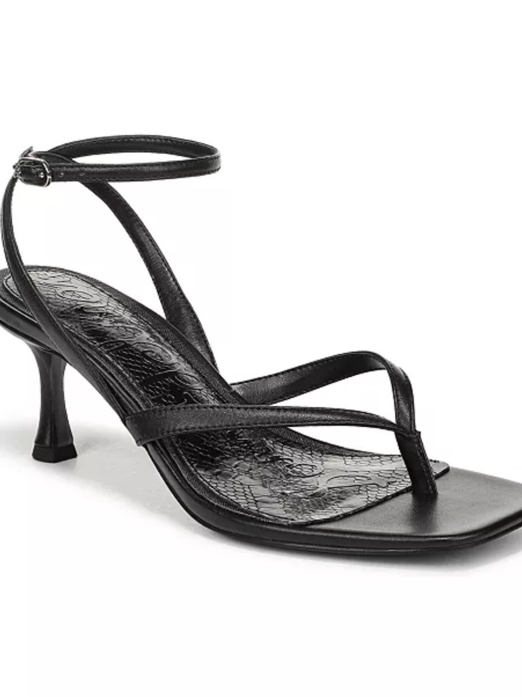 Sam Edelman Black Strappy Toe-Post Ankle-Heel Sandal